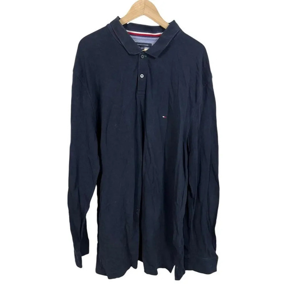 Tommy Hilfiger Navy Blue Long Sleeve Polo Plus Size 3XL Cotton Men’s - Picture 1 of 7